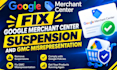 fix google merchant center suspension and gmc misrepresentation
