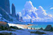 create stunning fantasy background and scenery illustration