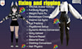 edit 3d vrchat avatar, anime character model, protogen and vroid
