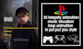 create 3d retro ps1 ps2 psx lowpoly music visualizer, loop animation