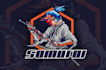 design a bold ninja mascot logo for esports