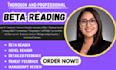 beta read your romance, horror, dark fantasy, thriller manuscript beta reader