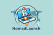design digital nomad working laptop cartoon rocket logo in illustrator