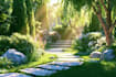 design front yard, backyard, home garden as landscape