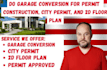 do garage conversion for permit construction, city permit, and 2d floor plan