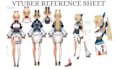 draw custom anime vtuber reference sheet character design vtuber model sheet