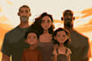illustrate a romantic family couple portrait