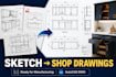 create cabinet and millwork shop drawings  for manufacturing