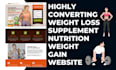 design highly converting weight loss supplement nutrition weight gain website