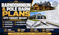 draw barndominium plan, pole barn design for city permit