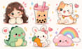 kawaii character illustration cute sticker pack custom design kawaii stickers