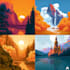draw a flat vector landscape illustration