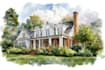 draw house illustration watercolor style