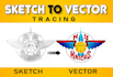 do manual vector tracing, redraw logo, convert image to vector
