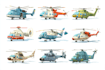 draw aircraft, airplane, helicopter into a vector cartoon