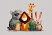 draw cute animals illustration and cartoon character