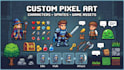 create custom pixel art characters, sprites, and game assets