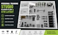 design personal training gym floor plan, studio layout and interior design
