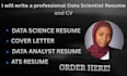 write a professional data scientist resume and CV