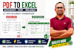 do excel data entry, copy paste, PDF to excel, excel to PDF