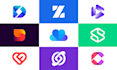 design abstract gradient logo with complete brand identity