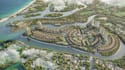 render 3d waterfront urban planning, coastal development, masterplan aerial view