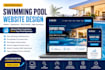 design swimming pool website, pool service website, swimming website