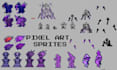 2d pixel art sprite sheet character, retro game art 16 bit 8 bit pixel animation