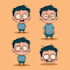 draw simple cute 2d vector cartoon in multiple emotions