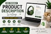 write SEO amazon shopify daraz product descriptions
