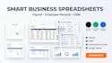 do sales tracker, payroll spreadsheet, inventory CRM, excel business spreadsheet
