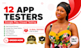 provide 12 app testers, android app testing, closed testing google play testers