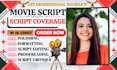 write professional script coverage screenplay feedback and movie script analysis