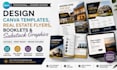 design canva templates, real estate flyers, booklets and substack graphics