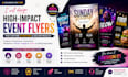 create event flyer, party flyer, club flyer, church promotional flyer design