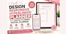 design responsive hyperlinked planner,etsy digital planner,digital planner,