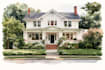 digital watercolor house illustration