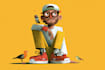 draw a cute and funny cartoon illustration