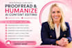 proofread, humanize ai content, editing manuscript, check plagiarism, fast check
