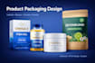 design product packaging, label, box, and amazon packaging design with 3d mockup