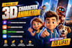 3d character animation, 3d animation video, cartoon animation, 3d animated video
