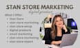 setup stan store, marketing digital product setup upload stan store design