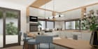 create modern 3d kitchen interior design cabinets dinning room storage 3d render