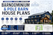 draw modern barndominium, pole barn house plan set for building permit approval