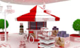 optimize 3d popup store,retail posm,exihibition stand design,summer theme render