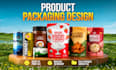 do product packaging design, bag and box design mockup bottle label design