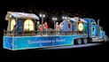 visualize 3d christmas parade float, holiday truck caravan,festive truck display