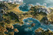 draw line art fantasy map illustration