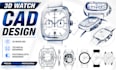 create 3d watch cad design, technical drawings, blender modeling and rendering