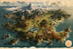 draw a fantasy map illustration for map